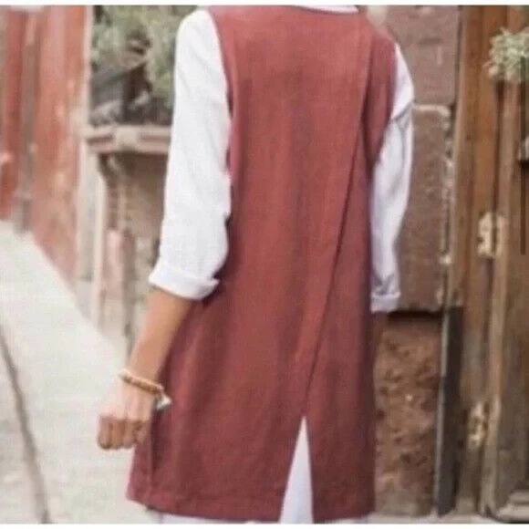 Soft Surroundings Cardigan Pink Faux Suede Look Vest Open Front PSX Petite - Picture 3 of 8